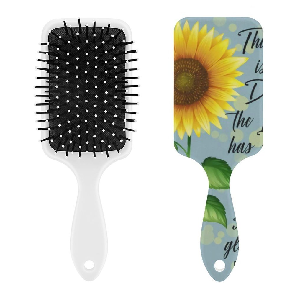 Psalm This Is The Day The Lord Has Made Bible Verse Air Cushion Hair Brush With Nylon Pins, Scalp Massage for All Hair Types