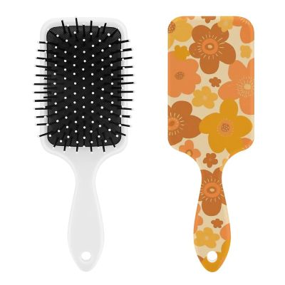 Retro Vintage Floral Pattern Air Cushion Hair Brush With Nylon Pins, Scalp Massage for All Hair Types