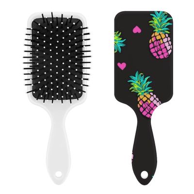 Pink Hearts And Pineapples Air Cushion Hair Brush With Nylon Pins, Scalp Massage for All Hair Types