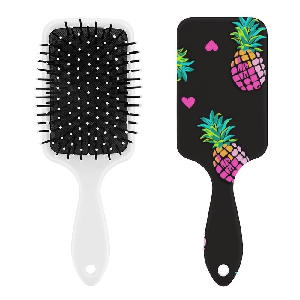 Pink Hearts And Pineapples Air Cushion Hair Brush With Nylon Pins, Scalp Massage for All Hair Types