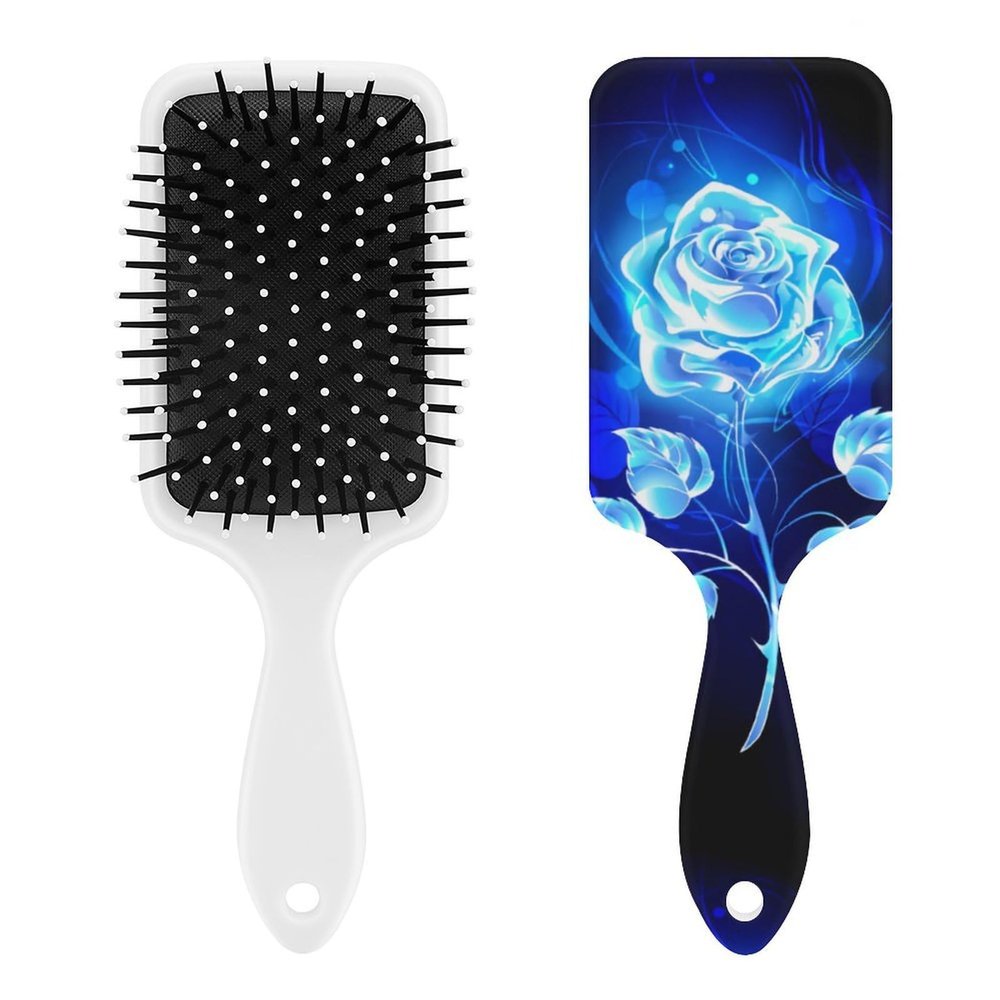 Burning Blue Rose Air Cushion Hair Brush With Nylon Pins, Scalp Massage for All Hair Types