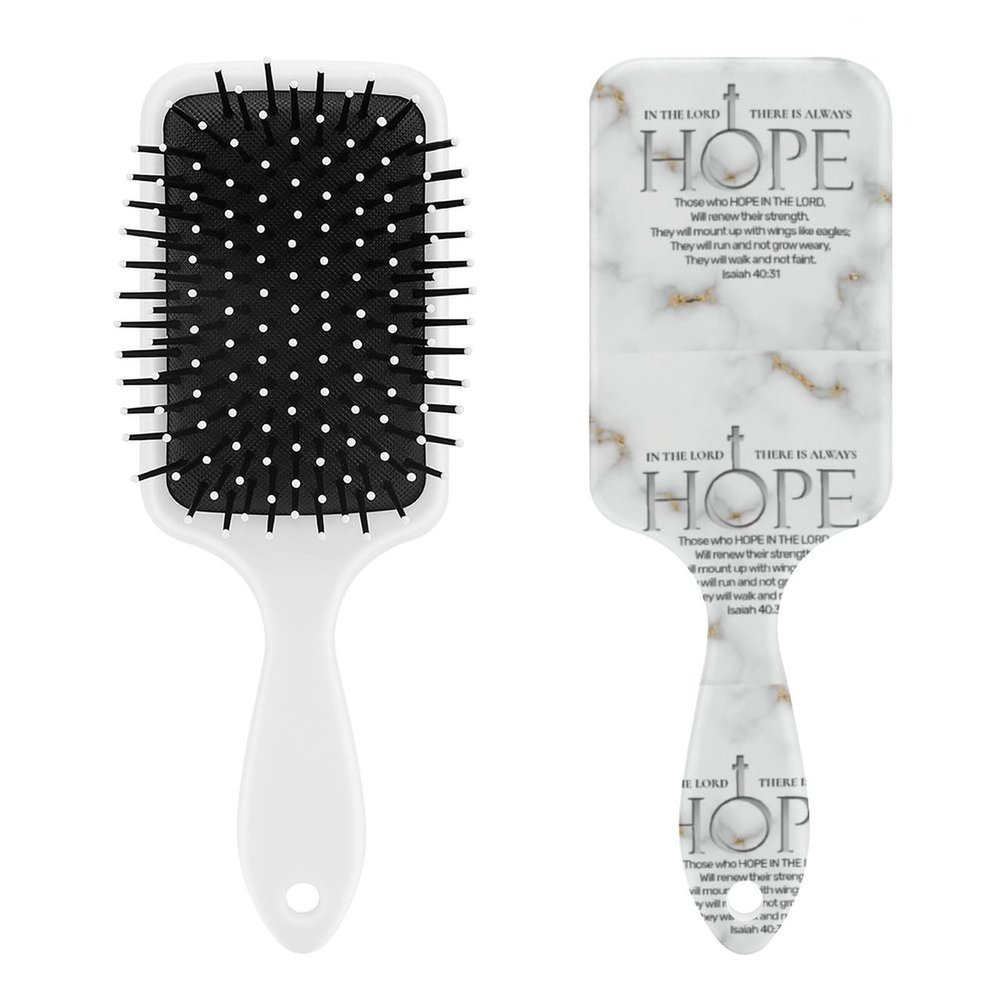 Hope in The Lord Scripture Verse Isaiah Air Cushion Hair Brush With Nylon Pins, Scalp Massage for All Hair Types