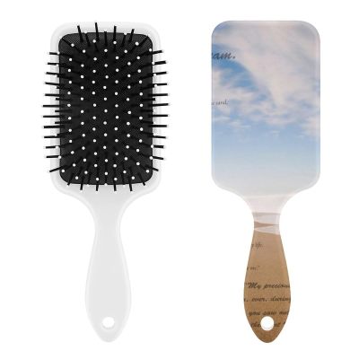 Foot Printsin The Sand Poem Air Cushion Hair Brush With Nylon Pins, Scalp Massage for All Hair Types