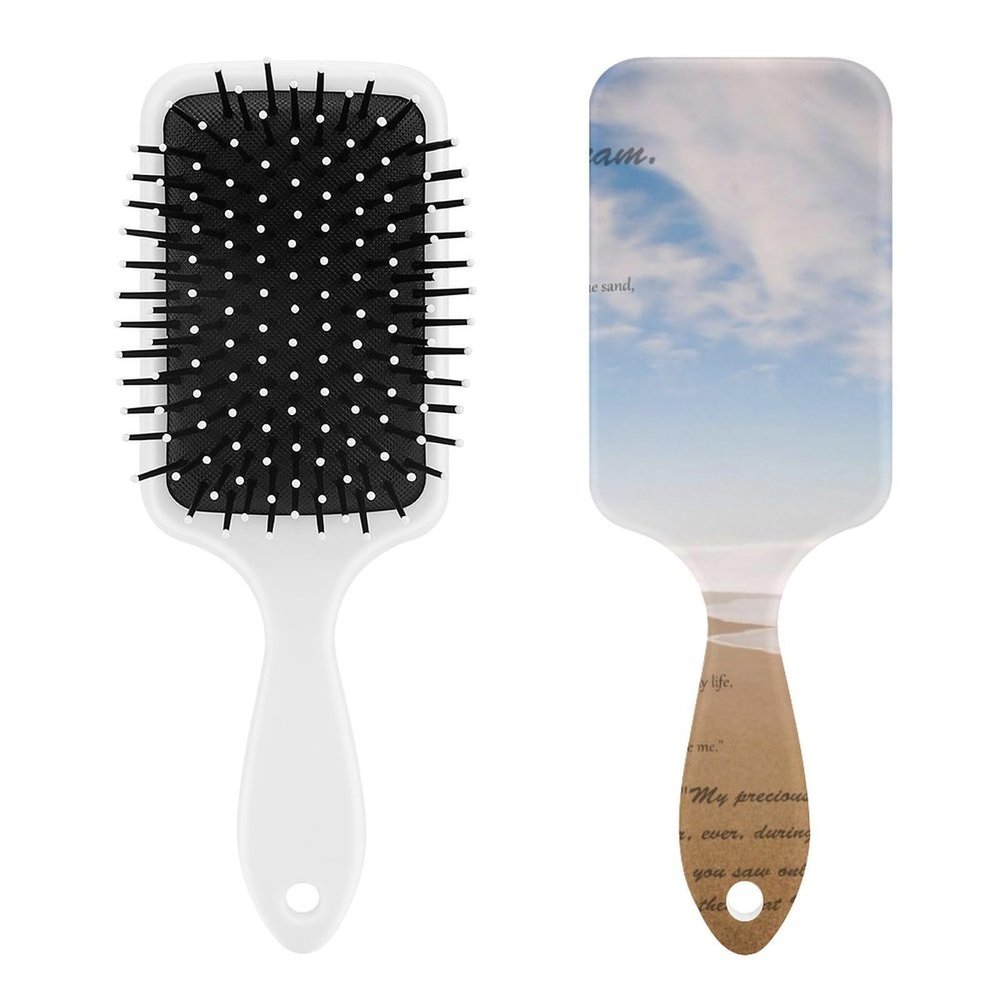 Foot Printsin The Sand Poem Air Cushion Hair Brush With Nylon Pins, Scalp Massage for All Hair Types
