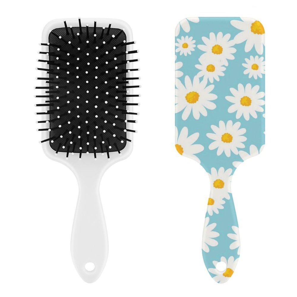 Daisy Flower Blue Air Cushion Hair Brush With Nylon Pins, Scalp Massage for All Hair Types