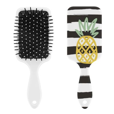 Black Stripes Cartoon Pineapple Air Cushion Hair Brush With Nylon Pins, Scalp Massage for All Hair Types