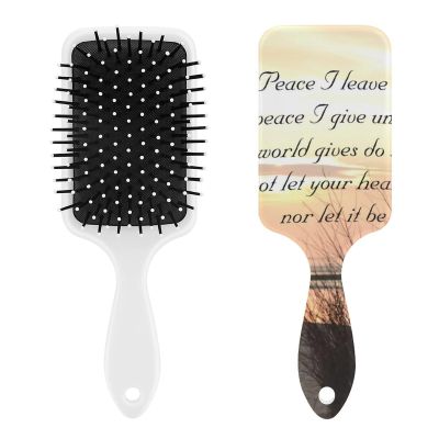 John My Peace I Give to You, Bible Verse Classic Round Air Cushion Hair Brush With Nylon Pins, Scalp Massage for All Hair Types
