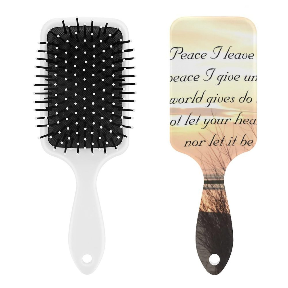 John My Peace I Give to You, Bible Verse Classic Round Air Cushion Hair Brush With Nylon Pins, Scalp Massage for All Hair Types