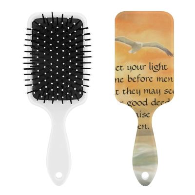 Lighthouse Seagulls Christian Bible Verse Air Cushion Hair Brush With Nylon Pins, Scalp Massage for All Hair Types