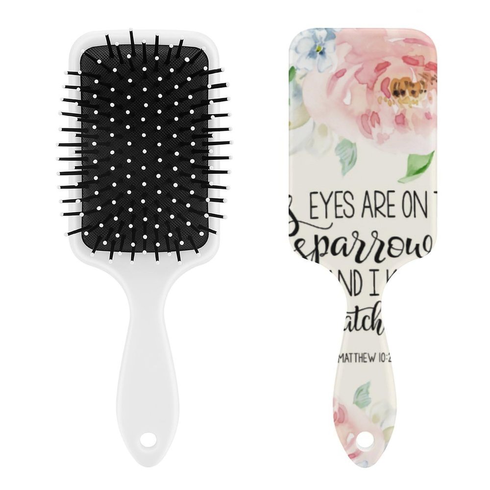 'His Eyes Are on The Sparrow Air Cushion Hair Brush With Nylon Pins, Scalp Massage for All Hair Types
