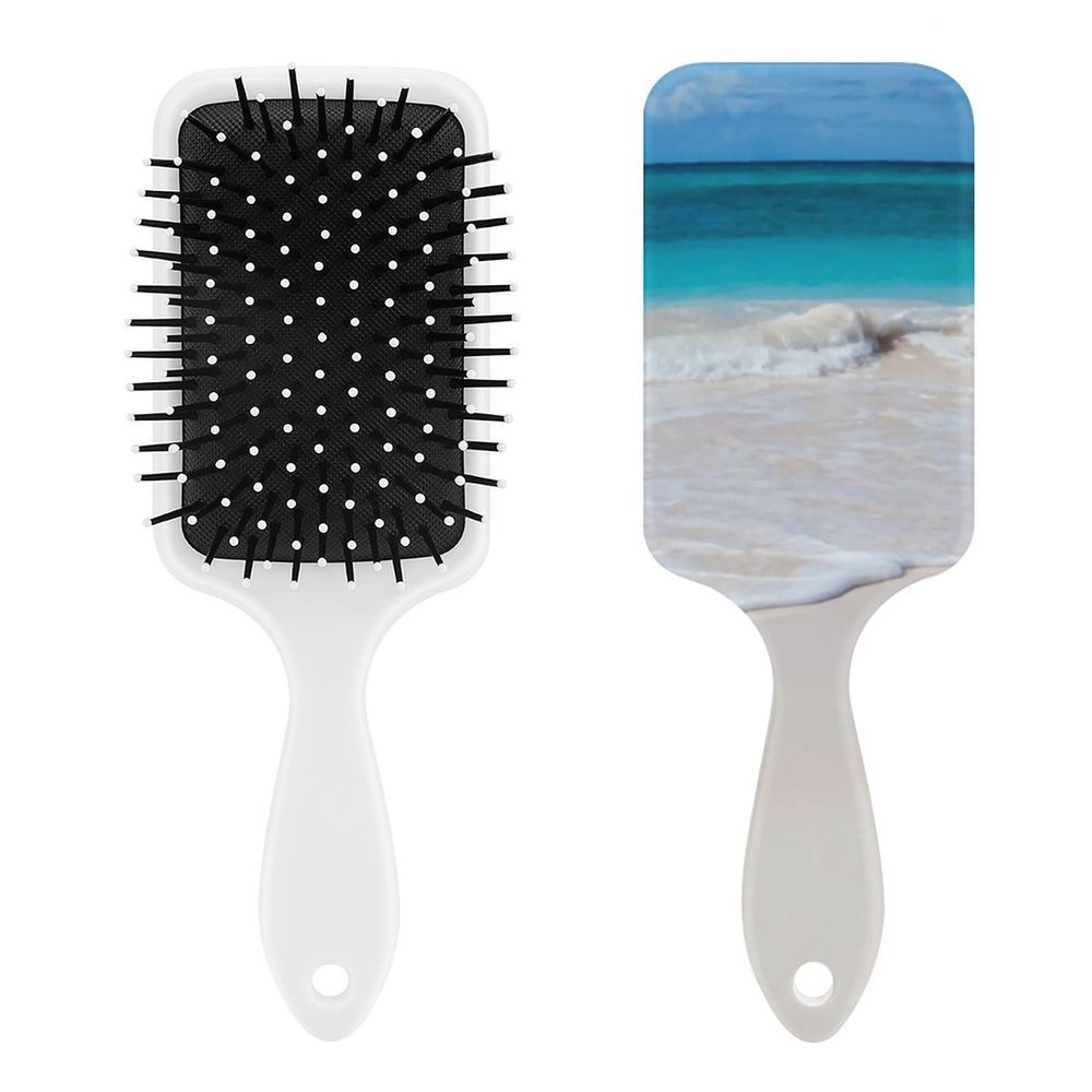 Tropical Beach Scene Turquoise Water Air Cushion Hair Brush With Nylon Pins, Scalp Massage for All Hair Types
