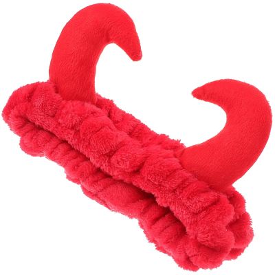SILENRADAWN Plush Devil Horn Headband Soft Elastic Fabric Red for Women Hairband Convenient for Washing Face and Holding Hairstyle in Place, Cute Hair Band Skincare Spa for Facial Spa