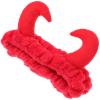 SILENRADAWN Plush Devil Horn Headband Soft Elastic Fabric Red for Women Hairband Convenient for Washing Face and Holding Hairstyle in Place, Cute Hair Band Skincare Spa for Facial Spa view 1