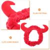 SILENRADAWN Plush Devil Horn Headband Soft Elastic Fabric Red for Women Hairband Convenient for Washing Face and Holding Hairstyle in Place, Cute Hair Band Skincare Spa for Facial Spa view 3