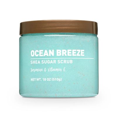 Shea Sugar Scrub Ocean breeze- Pack 2-Exfoliating Body Scrub with Jasmine & Vitamin E Hydrating & Smoothing Skin 18 oz (2)