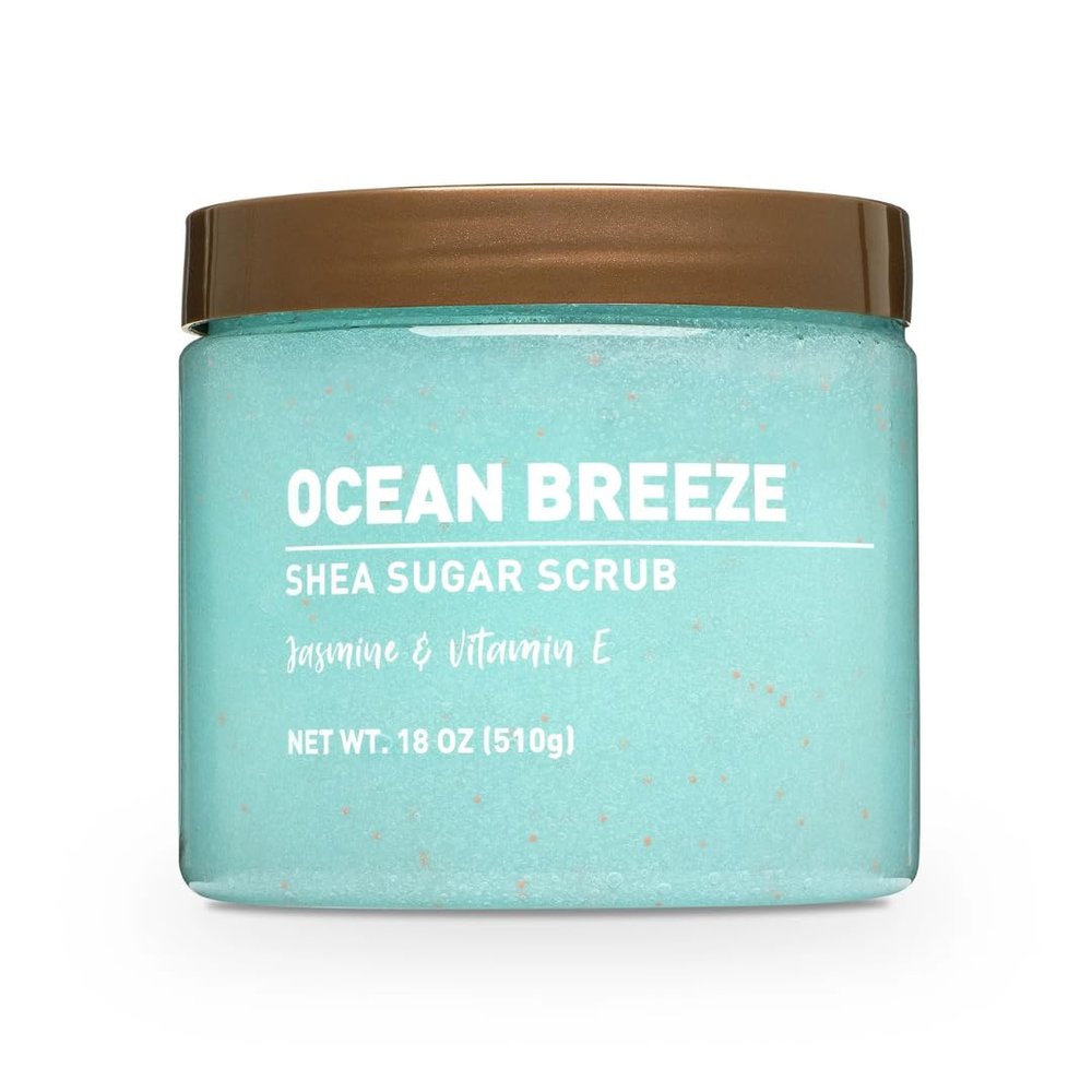 Shea Sugar Scrub Ocean breeze- Pack 2-Exfoliating Body Scrub with Jasmine & Vitamin E Hydrating & Smoothing Skin 18 oz (2)