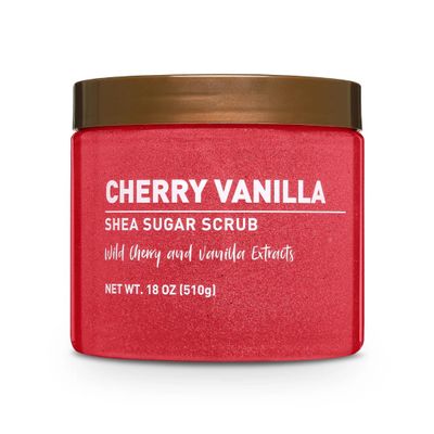 Body Scrub - Cherry Vanilla Shea Sugar Body Scrub, 18 oz (510g) - Pack 2 Exfoliating & Moisturizing Body Scrub with Natural Oils, Soothes Dry Skin, Smooth & Radiant Glow (2)