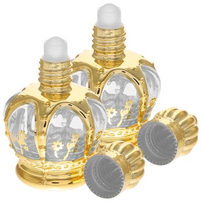 ABOOFAN 2pcs 15ml Glass Perfume Roller Bottles Leak-proof Empty Essential Oil Container with Metallic Cap Easy Dispensing Travel Accessories for Women