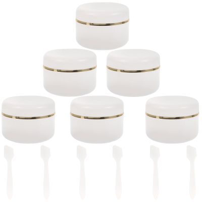 iplusmile 6pcs Reusable Leak-proof White Cosmetic Face Cream Jars 90ml Pp Material with Spoon for Travel Use and Lotion Storage