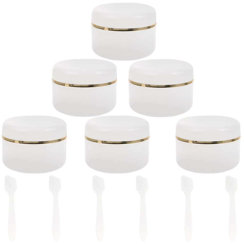 iplusmile 6pcs Reusable Leak-proof White Cosmetic Face Cream Jars 90ml Pp Material with Spoon for Travel Use and Lotion Storage