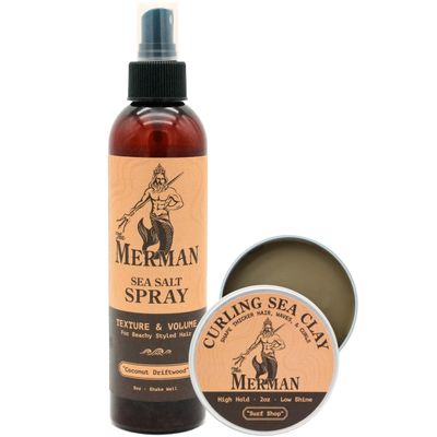 The Merman Sea Salt Spray & Curling Sea Clay Bundle, All-Day Hold, 8oz, 2oz
