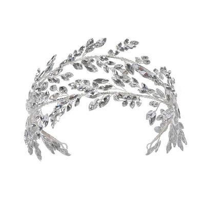 Double layer silver rhinestone hair accessories bridal tiara crown