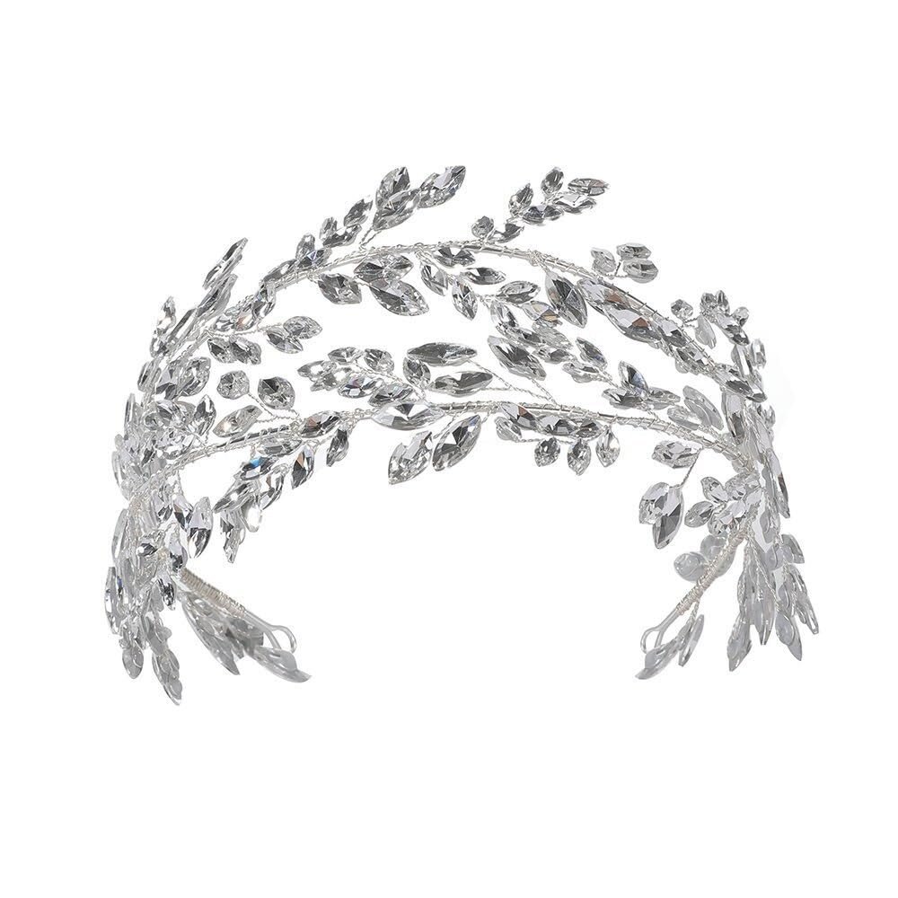 Double layer silver rhinestone hair accessories bridal tiara crown