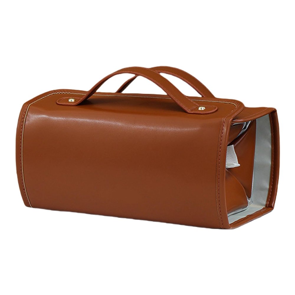 YWLUUOO Portable Leather Cosmetic Bag with 4 Clear Removable Separate Compartments Foldable Makeup Bags for Easy Travel Toiletry Bag