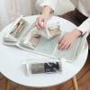 YWLUUOO Portable Leather Cosmetic Bag with 4 Clear Removable Separate Compartments Foldable Makeup Bags for Easy Travel Toiletry Bag view 2