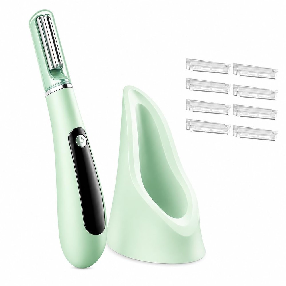Electric Dermaplane Razor for Women Face, Sonic Dermaplaning Tool, Sage Green