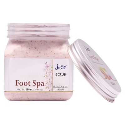 Jeva Exfoliating Foot Spa Scrub Deep Cleansing Polish for Rough Elbows, Knees, Neck, Back & Feet Body Wash Companion for Soft Skin, 380ml