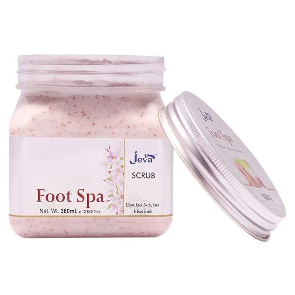 Jeva Exfoliating Foot Spa Scrub Deep Cleansing Polish for Rough Elbows, Knees, Neck, Back & Feet Body Wash Companion for Soft Skin, 380ml