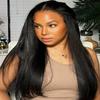 Beauty Forever Bye Bye Knots Light Yaki Straight Glueless Wigs Human Hair Pre Plucked Pre Cut 7x5 Lace Closure Yaki Wigs Pre Bleached Invisible Knots Put on Go Wig for Beginner 150% Density 22 Inch view 2