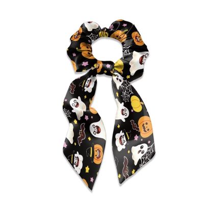 YUVAMAGIMO 3 Pcs Halloween Ghost Pumpkin Hair Scarf Silk Scrunchies Silk