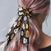 YUVAMAGIMO 3 Pcs Halloween Ghost Pumpkin Hair Scarf Silk Scrunchies Silk view 3