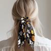 YUVAMAGIMO 3 Pcs Halloween Ghost Pumpkin Hair Scarf Silk Scrunchies Silk view 4