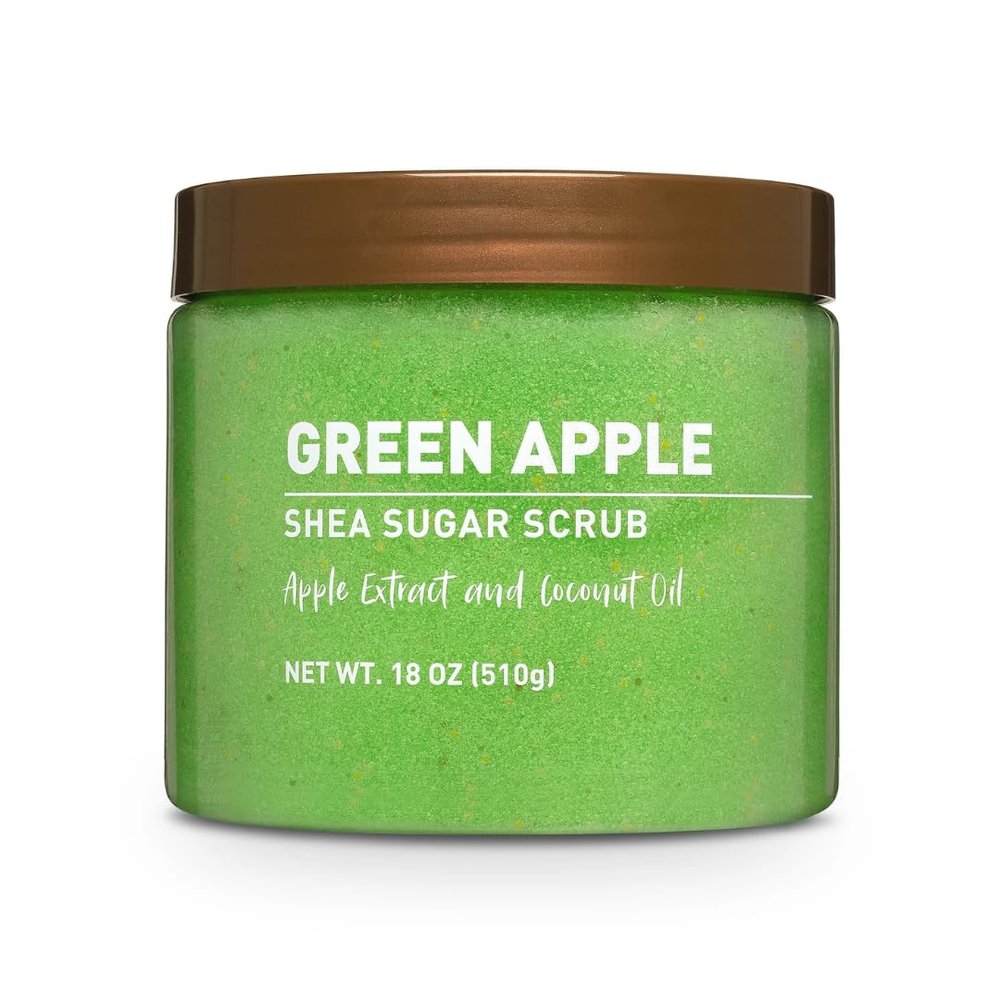 Body Scrub - Green Apple Shea Sugar Scrub - Pack 2 Exfoliating Body Scrub with Apple Extract & Coconut Oil, Moisturizing & Smoothing for Dry Skin, 18 oz (2)
