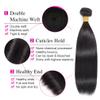 Bundles with Closure Human Hair Straight Brazilian Virgin Straight Bundles Human Hair with Closure,22 24 26 +20 inch Soft and Glossy Quick Weave Hair Extensions Black view 2