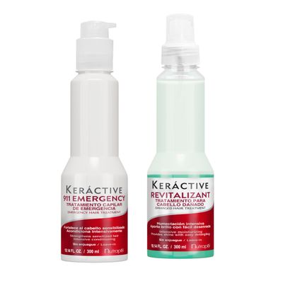 Nutrapel Keractive DUO Set 911 Emergency Treatment 10.14 fl oz + Revitalizant Dual Phase LeaveIn 10.14 fl oz | Intensive Repair, Hydration, Detangling & Porosity Control
