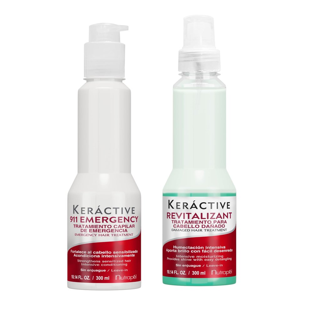 Nutrapel Keractive DUO Set 911 Emergency Treatment 10.14 fl oz + Revitalizant Dual Phase LeaveIn 10.14 fl oz | Intensive Repair, Hydration, Detangling & Porosity Control