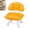 Rolling Low Stool with Backrest, Rolling Backrest Chair for Cleaning Yellow view 1
