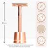 Double Edge Safety Razor with Stand,Women Razor with 5 Double Edge Safety Razor Blades,Plastic Metal Razor Rose Gold for Daily Use view 2