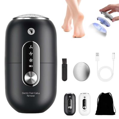 Compact Automatic Foot Pedicure Grinder, 3-Speed Electric Foot Callus Remover, Rechargeable Wireless Electric Callus Remover for Feet, Low Noise, Dry Skin Removal Tool, IPX6 Waterproof (Black-A2)
