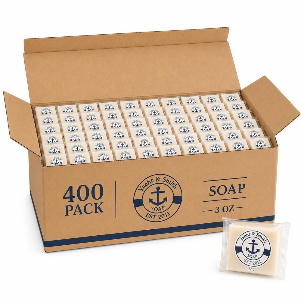 Yacht & Smith 400 Pack Bulk 3 oz Bar Soap, Individually Wrapped Soap Bars, Wholesale Hotel Toiletries for Airbnb Hosts & Hospitality Supplies