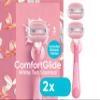 2-piece set Women's Razor Set 2 Handles + 6 Refill Blades with White Tea Gel Bars, Pivoting Head, Includes 2 Shower Hooks, Fits Legs & Underarms view 2