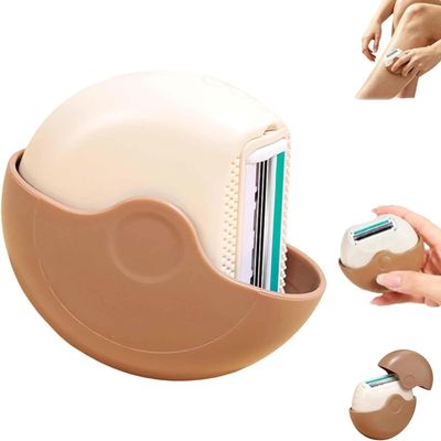 Portable 3-Layer Hair Shaver with Rotating Cover,Travel Rotary Razor with Smooth Moisture Strip, Wet & Dry Compact Razor for Women,Triple Blade Precision Grooming Tool for Legs,Underarms & Face (1)