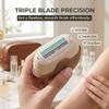 Portable 3-Layer Hair Shaver with Rotating Cover,Travel Rotary Razor with Smooth Moisture Strip, Wet & Dry Compact Razor for Women,Triple Blade Precision Grooming Tool for Legs,Underarms & Face (1) view 2
