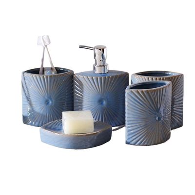 QERTYHJK Ceramic Set Liquid Soap Bottle Toothbrush Holder Gargle Cup Box Bathroom Toiletry Supplies Washing Tools