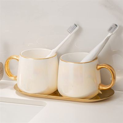 QERTYHJK Washing Cup Ceramic Mouth Set Couple Toothbrush Rack Household Brushing Teeth