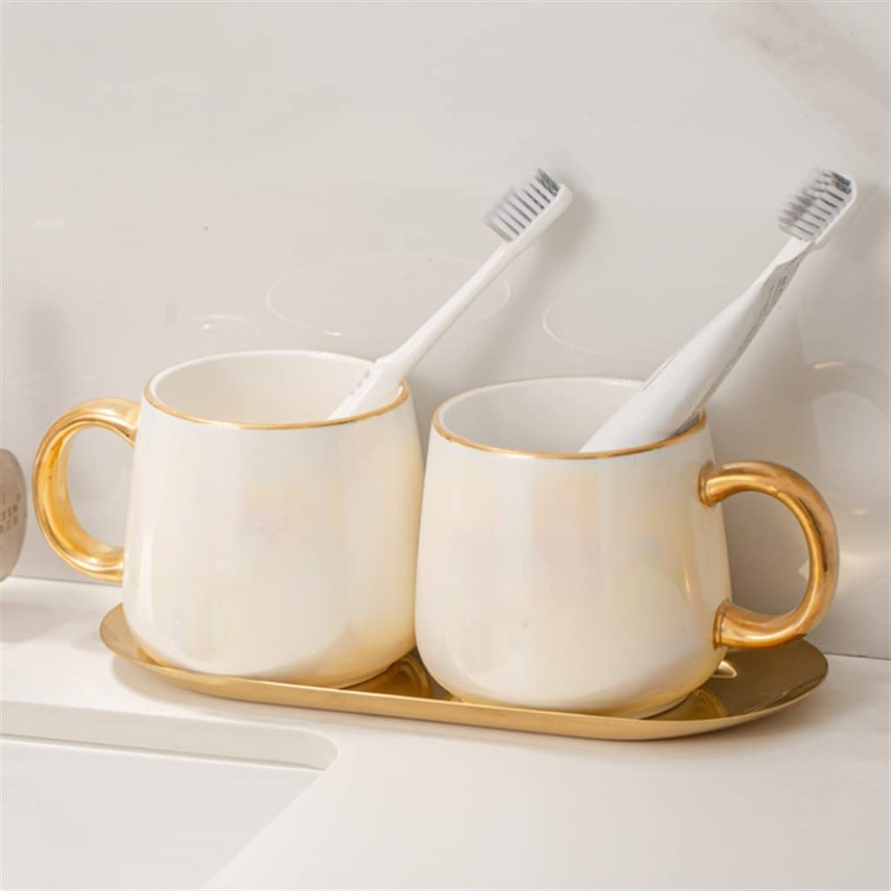 QERTYHJK Washing Cup Ceramic Mouth Set Couple Toothbrush Rack Household Brushing Teeth